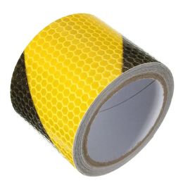 new 2024 ANPWOO 2"X10' 3 Metres Black Yellow Reflective Safety Warning Conspicuity Tape Film Sticker For Cars Raincoat New Arrivalfor black