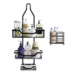 Toothbrush Holders Over shower head manager hanging bathroom storage rack with 12 hooks shower caddy with toothbrush holder 240426