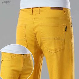 Men's Jeans Fashionable mens denim jeans straight fit casual pants red yellow pink solid Colour party hip-hop brandL244
