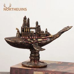 NORTHEUINS Resin Retro American Steam Punk Whale Boat Steampunk Figurines Interior Home Office Desktop Decor Object Accessories 240416