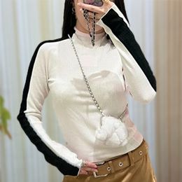 420 2024 Runway Summer Brand SAme Style Sweater Long Sleeve Crew Neck Black White Fashion Clothes High Quality Womens xue