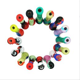 Mini Colorful Silicone Hand Pipes Glass Horn Silicone Smoking Pipe Portable Silicon Smoking Pipes Cigarette Filter Tobacco Hand Tool