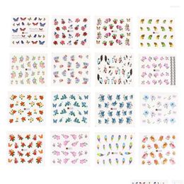 Stickers & Decals Nail Wholesale- 50 Sheets/Set 5 6.5Cm Mixed Flower Water Transfer Art Tips Decoration Manicure Ongles Drop Delivery Otcdz