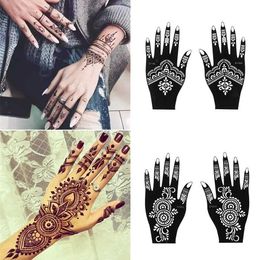 Tattoo Transfer 1 Pair New Mehndi Indian Style Beauty Tattoo Stencils Temporary Hand Decal DIY Body Art Henna Template Sticker 240427