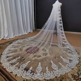 Wedding Hair Jewellery Bling Lace Long Bridal Veil Cathedral White Ivory Wedding Veil with Comb 3 Metres 1 Layer Veil Wedding Accessories