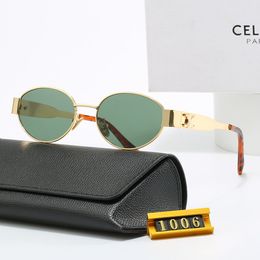 Womens Oval Frame Designer Sunglasses 40235 Women Metal Mirror Legs Green Lens Sunglasses Retro Small Round Frame Sexy Little Women Glasses With Box