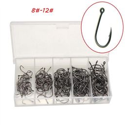 500pcsbox 5 Models Mixed 812 Black Ise Hook High Carbon Steel Barbed Fishing Hooks Fishhooks Asian Carp Pesca Tackle KL5023208282