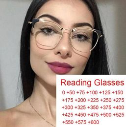 Sunglasses Unique Blue Light Blocking Glasses For Women Prescription Reading Metal Cateye Luxury Designer Eyeglasses Fashion Shade2884062