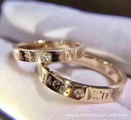 t Family039s Same Couple Ring S925 Silver Three Diamond Narrow Edition Boys and Girls Give 1837 Plain Circle5735085
