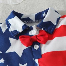 Clothing Sets Baby Boy 4th Of July Outfit Striped Short Sleeve Shirt Button Romper Suspender Shorts Set Infant Gentleman Outfits