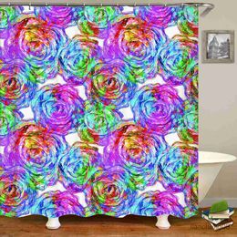 Shower Curtains Beautiful colorful flowers printing bathroom shower curtain polyester waterproof home decoration curtain with hook