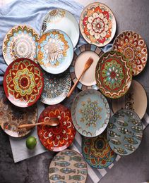 Ceramic Dishes Creative Personality HandPainted Plate Western Steak Plate Pasta Plate Household Dishware Cutlery 30 Styles Option1801452