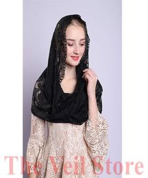 Bridal Veils ISHSY Black Lace Women Catholic Veil Mantilla For Church Head Covering Latin Mass De Novia Negra Chapel Infinity9463675