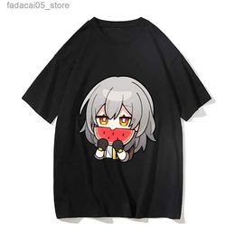 Men's T-Shirts Honkai Star Rail T-shirt Womens Kawaii Cute Pioneer Onlooker Printed Short sleeved Clothing Cartoon Y2k Top Q240425