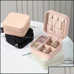 Jewellery Boxes Packaging Display Portable Small Box Women Travel Jewellery Organiser Pu Leather Mini Case Ring Otswz Drop Delivery Pack Otqq2