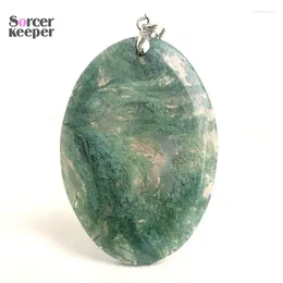 Pendant Necklaces Women Men Moss Agate Necklace Natural Stone DIY Jewelry Accessories Exquisite Gift Making Party BM531