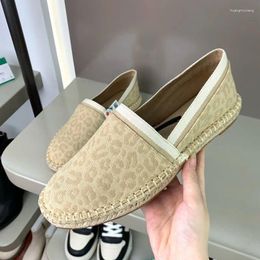 Casual Shoes Leopard Print Flats For Women Handmade Stitching Streetwear Loafers Ladies On Offer Spring Autumn Footwear