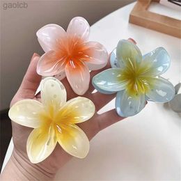 Hair Clips Barrettes Summer Gradient Flower Acrylic Hair Clip For Women Sweet Ponytail Hair Claw Shark Hairpin Barrettes Hair Accessories 240426