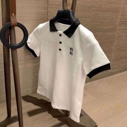 Summer Polo shirts short-sleeved T-shirt women slim fit polo collar T-shirts letter embroidery graphic tee designer t-shirt contrast Colour pullover tees top
