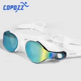 COPOZZ Professional HD Swimming Goggles Double Anti-Fog Adjustable Swimming Glasses Silicone Big view goggles for Men Women 240412