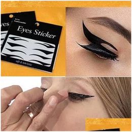 Eyelid Tools Wholesale-4 Pair Eyes Sticker Cat Style Eyeliner Y Temporary Double Eyeshadow Tape Smoky Tattoo Eye Makeup Drop Delivery Ot6Hd