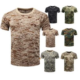 Tactical T-shirts Mens camouflage tactical shirt short sleeved quick drying battle T-shirt military camouflage outdoor hiking hunting shirt 240426