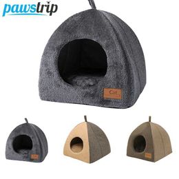 Cat Carriers Crates Houses Soft bed warm semi enclosed house suitable for small dogs cats deep sleep pet baskets comfortable rest room cat accessories 240426