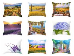 Household Pillowcase Plants Beautiful Lavender Sofa Chair Cushion Cover Soft Comfortable Decorative Living Room Bed Pillow Cover V6557427