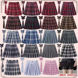 Active Shorts XS- 5XL Women Skirt Preppy Plaid Skirts Inner Shorts High Waist Chic Student Pleated Skirt Harajuku Uniforms Ladies Girls Dance d240426