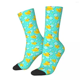 Men's Socks Cute Baby Shower Yellow Bathtime Rubber Ducks Pattern Harajuku Sweat Absorbing Stockings All Season Long Accessories