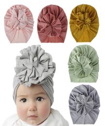 18 Styles Cute Infant Toddler Unisex flower Knot Indian Turban cap Kids Headbands Caps Baby floral Hat Solid soft Cotton Hairband 3602088
