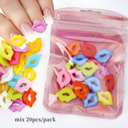 Mix Color Lip Design Nail Art Charms, Resin Lipstick Manicure Accessories For Nail Art Decoration