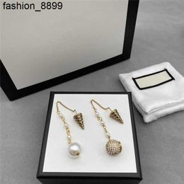 Ice Cream Designer Pendant Studs Charm Diamond Ball Eardrops Women Long Pearl Earrings With Box