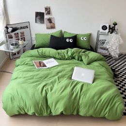 sets Ins Style Big Eyes Duvet Cover No Filling Double Mix Color Flat Sheet Pillowcases Washed Cotton Embroidery Queen Bedding Set