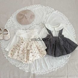 Clothing Sets New Autumn Baby Clothes Set Infant Cute Bottoming Shirt Floral Bodysuit Suit Girls Outwear H240429