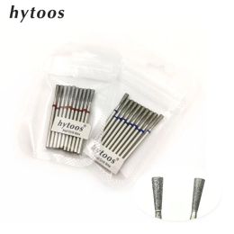 Bits HYTOOS 10pcs/pack Inverted Cone Diamond Cuticle Bit 3*8mm Russian Nail Drill Bits Manicure Drills Nails Accessories