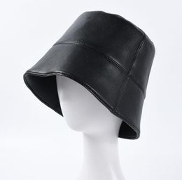 New Autumn Winter Women Hats Fashion Lady PU Leather Waterproof Bucket Rain Hat Foldable Fishmen Cap Whole 2011043868762