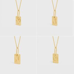 New Personality Fashion Designer CELI Trendy Pendant Necklace 18k Gold Plated Suitable for European and American Women's Zodiac Plate Square Necklace Jewellery Gifts