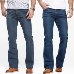 Men's Jeans Mens boots cut jeans lightweight suitable for blue and black Trousers designer classic mens elastic denim pantsL2404