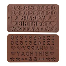 Moulds English Letter Silicone Chocolate Mold Alphanumeric Candy Biscuit Jelly Ice Baking Mould Cake Decor Soap Candle Making Set Gifts