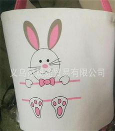Easter Egg Storage Basket Canvas Bunny Ear Bucket Creative Easter Gift Bag With Rabbit Tail Decoration 8 Styles 492 R24305816