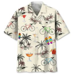 Herren-Casual-Shirts Hawaiian Print Sport Herren kurzärmeliges Hemd Casual Beach Revers 2024 Neue große Größe modischer Herren kurzärmeliges Hemd 240424