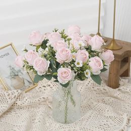 Decorative Flowers Artificial Rose Silk Bouquet Fake Flower For Home Wedding Centerpieces Party Living Room Table DIY Decorations Arrange