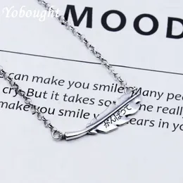Pendants S925 Sterling Silver Pendant Feather Necklace Women'S Simple And Cold Wind Neck Lock Bone Chain