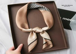 Scarves 70 70cm Luxury Geometric Print Square Satin Silk Scarf for Women Wrap Foulard Femme Handkerchief Bandana Hairband Skinny T3563537
