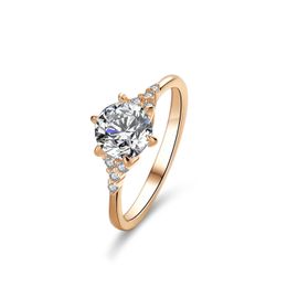 Ring Mosang Stone Female Sier Ring Six Claw Princ Crown Instagram Ring Champagne Gold Plated