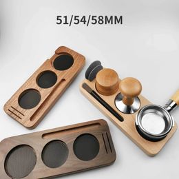515458mm Coffee Tamper Holder Handle Cloth Powder Wooden Base Espresso Accessories Storage Bar Barista Utensils 240423