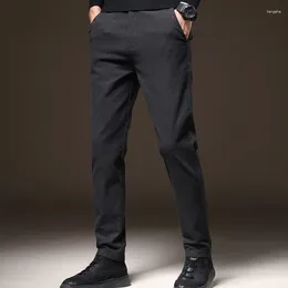 Men's Pants Casual Style Men Fashion Slim Elastic Waist Long Business Straight Trousers Spring Autumn