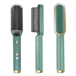 Irons Professional Hair Straightener Brush Ceramic Electric Straightening Beard Brush Fast Heating Curler Flat Iron Comb Styler