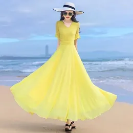 Party Dresses 2024 Summer Y2k Chiffon Women's Medium Long Slim Plus Size 4XL Large Swing Beach Dress Elegant